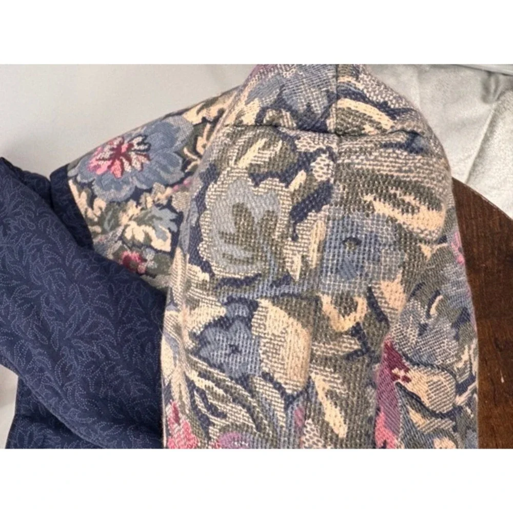 Handmade Floral Tapestry Shoulder Bag Blue Multi Bohemian Hobo Large